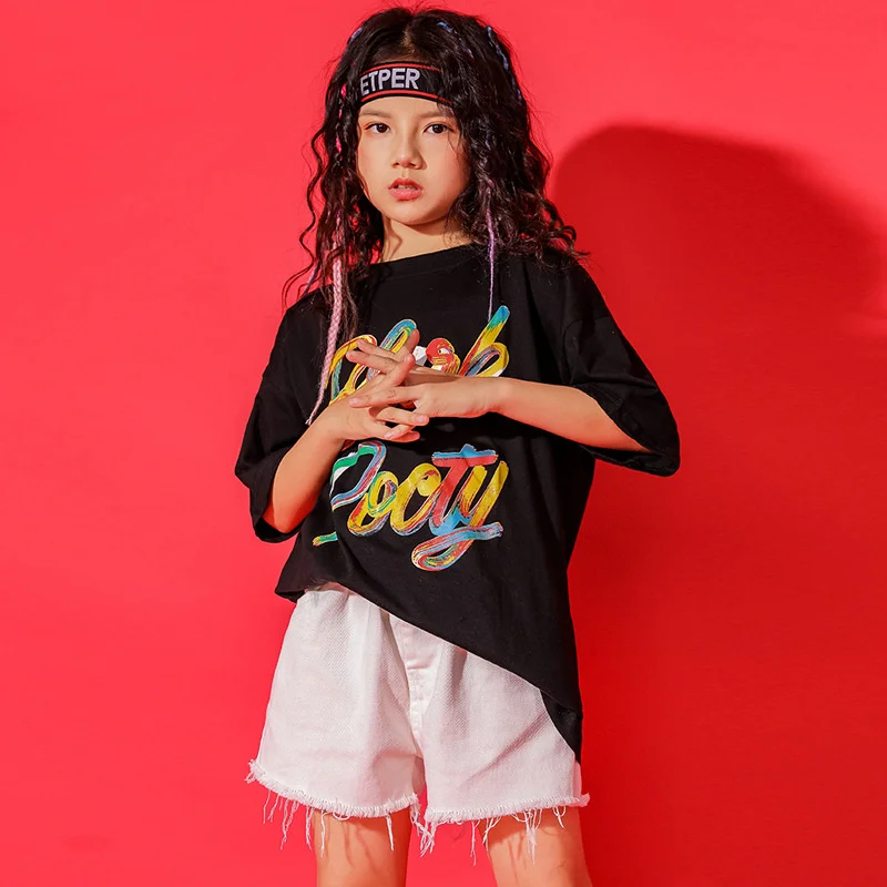 

Children's day, street dance performance costume, boys stage clothes, girls hip-hop, short sleeves and shorts.