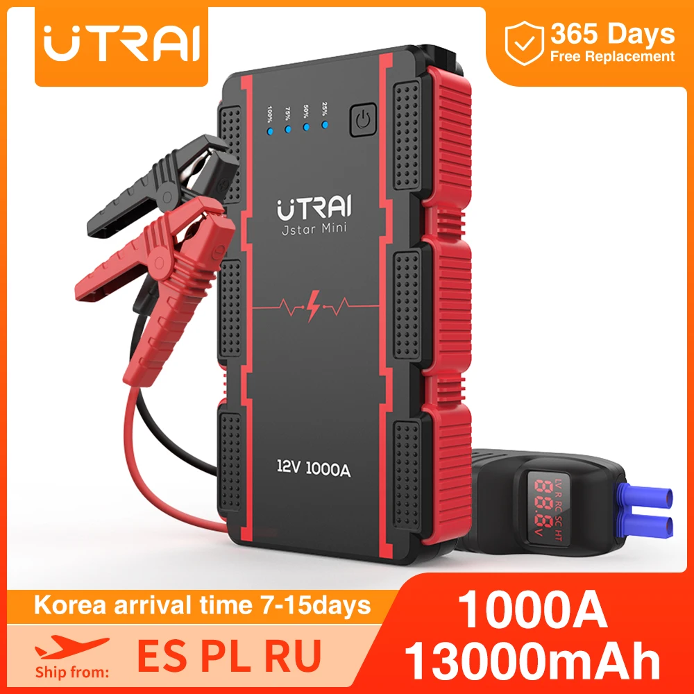$58.49 UTRAI 1000A Jump Starter 13000mAh Power Bank Starting Device Portable Emergency Booster for12V Vehicles Small Trucks