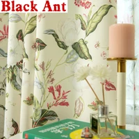 american pastoral floral blackout curtains for living room bedroom printed blossom window linen curtains home decor tulle drapes