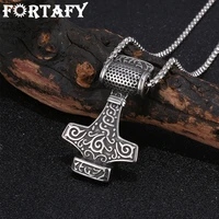 punk norse viking necklace men thors hammer pendant necklace stainless steel chain viking jewelry man accessories gifts fr0049