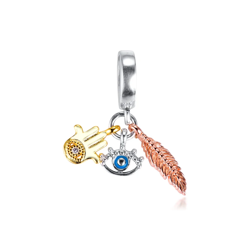 

Hamsa, All-seeing Eye & Feather Spirituality Silver 925 Jewelry For Woman DIY Bracelets Beads For Jewelry Making pulseras mujer