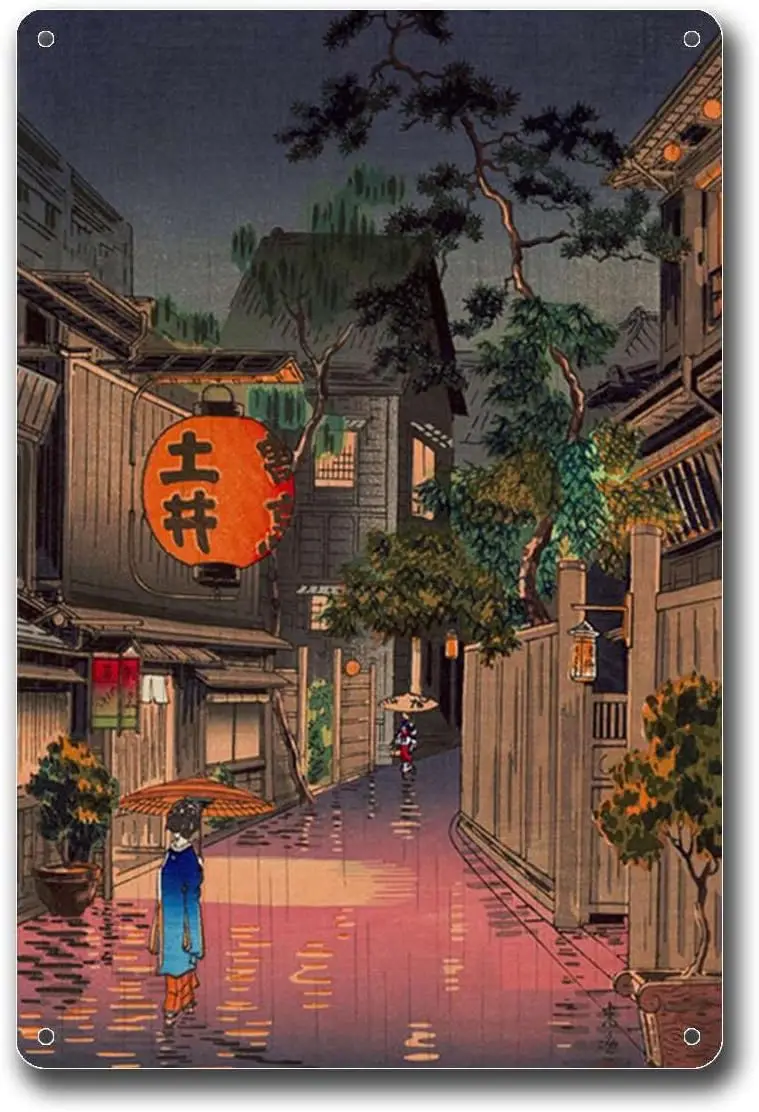 Металлические оловянные знаки японский ретро стиль искусство деревянная кисть