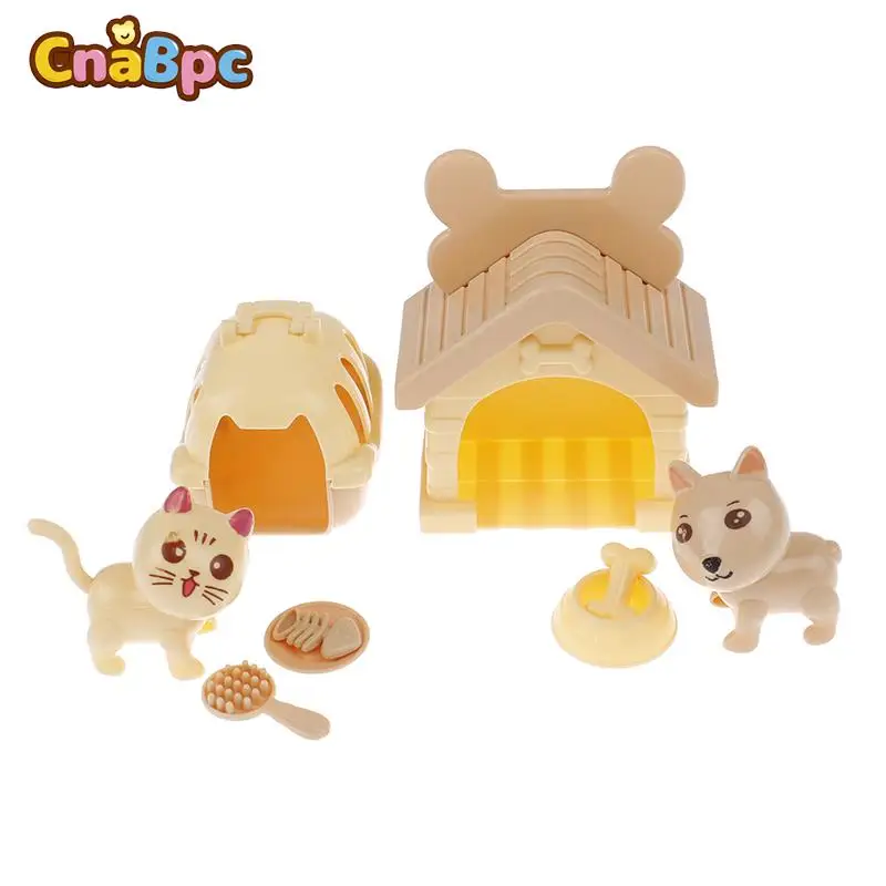 

1Set Doll Accessories Fashion Mini Doll Pets Dog Cat House Cat Litter Basin Dog Kennel For Doll Playmate Toy Kids Best Gift