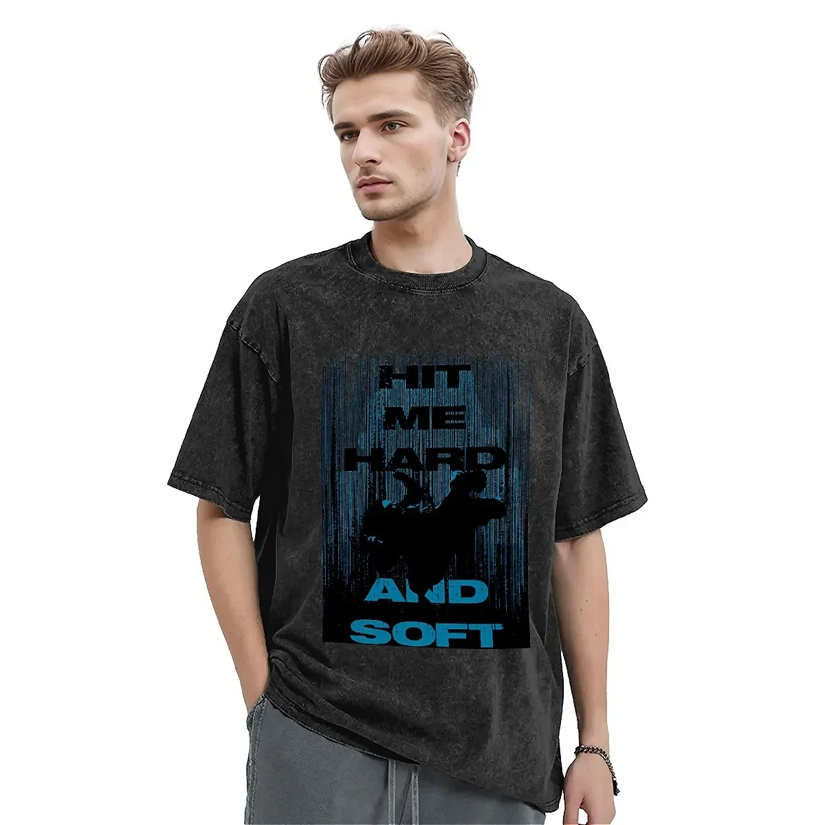 Футболка Harajuku Washed Hit Me Hard and Soft Musician Простые футболки Музыкальный альбом в стиле