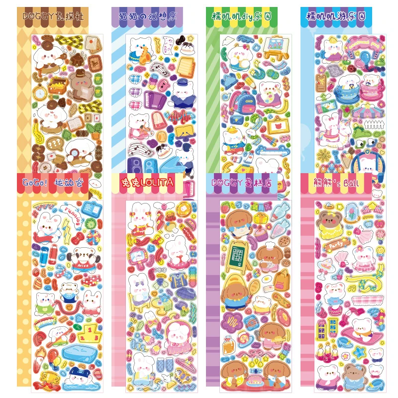 

1Sheet Cartoon Bear Animal Flora Journal Stickers Decor Scrapbooking Materials DIY Korean Kpop Stationery Postcards Stickers New