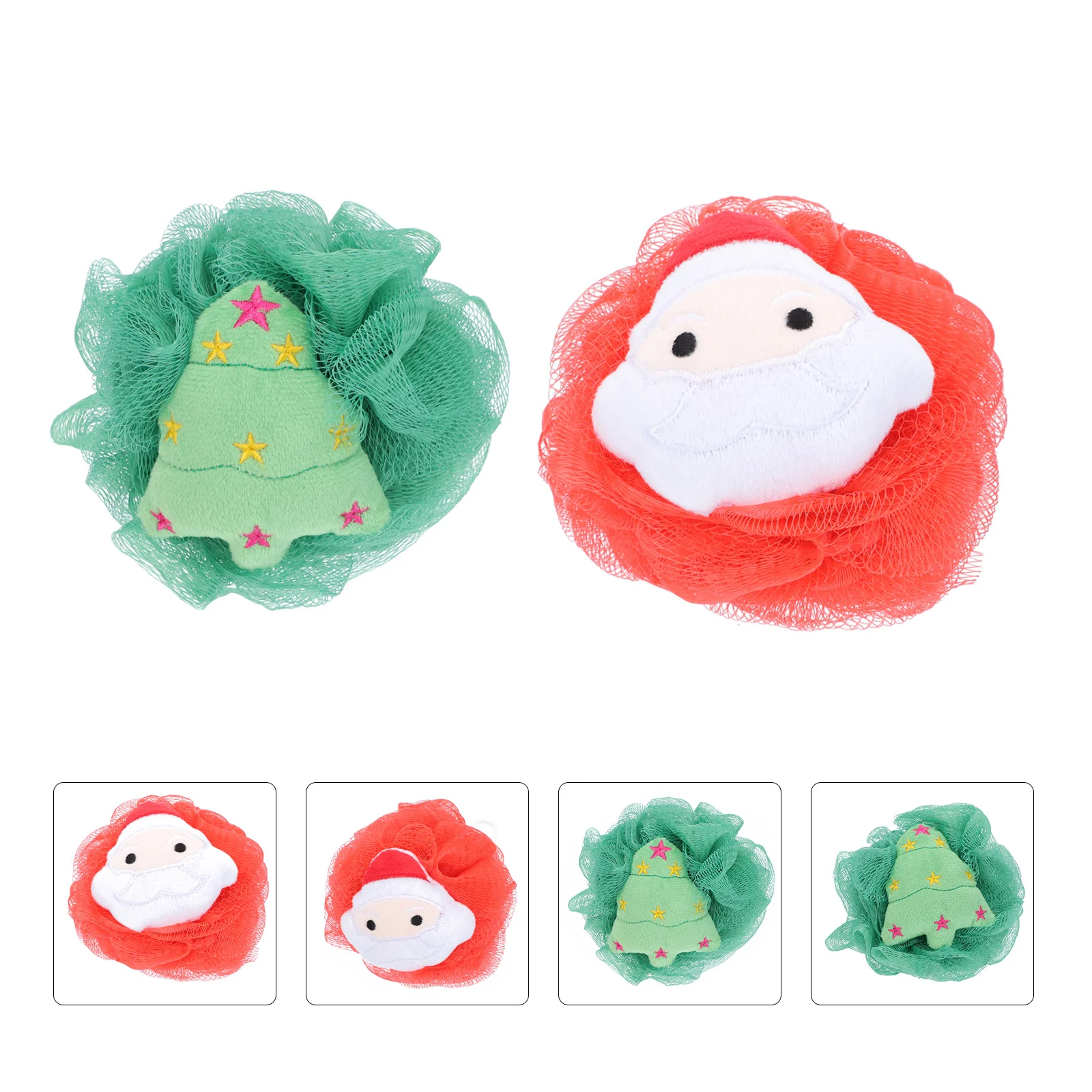 

Shower Bath Sponge Exfoliating Mesh Pouf Loofah Body Scrubber Loofahs Puff Sponges Cartoon Christmas Brush Loufa Exfoliator Wash