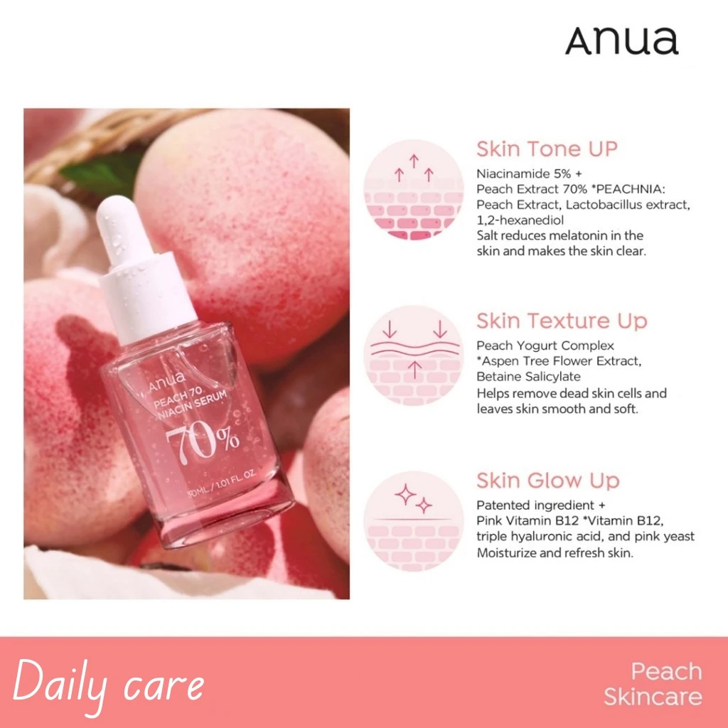 Уход за кожей Anua Peach 70% Niacin сыворотка для отбеливания контроль жирности A с
