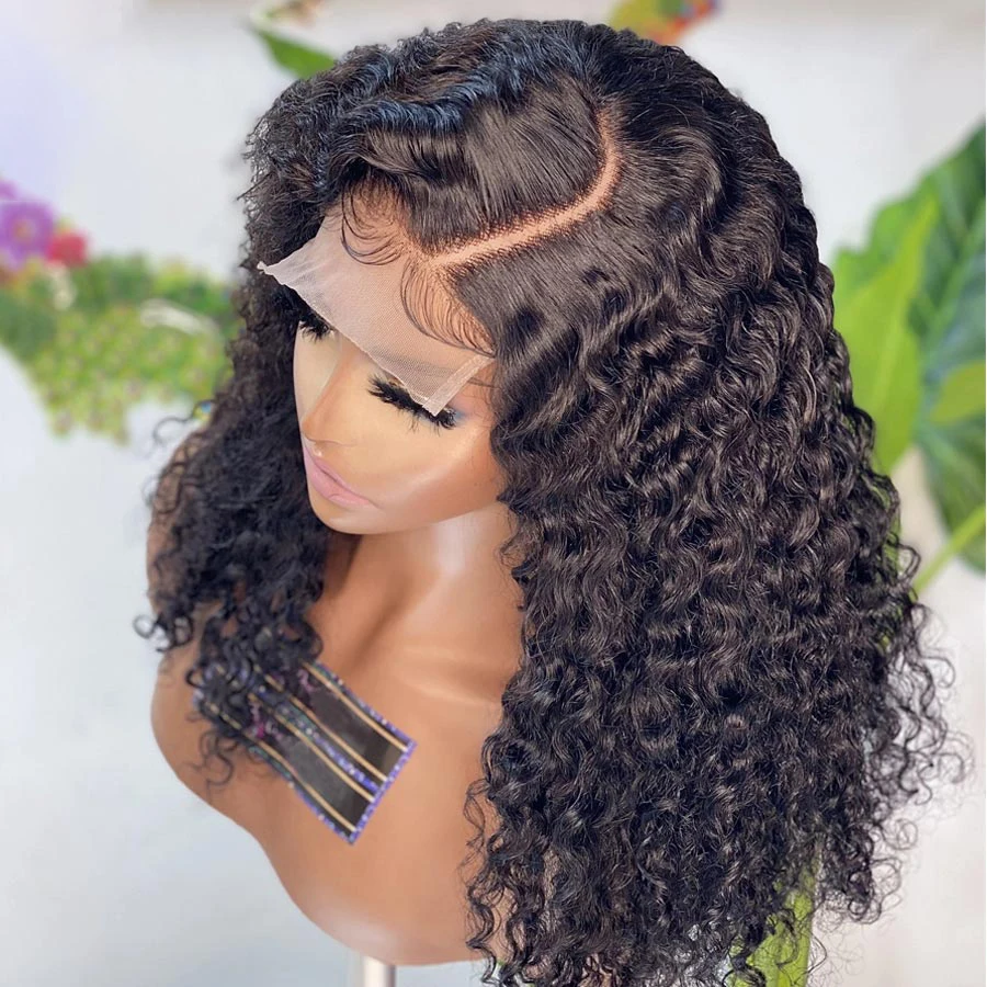 Long 200 Density 13*4 Lace Front Wigs Natural Black Kinky Curly With Baby Hair High Temperature Cosplay Wig For Black Women