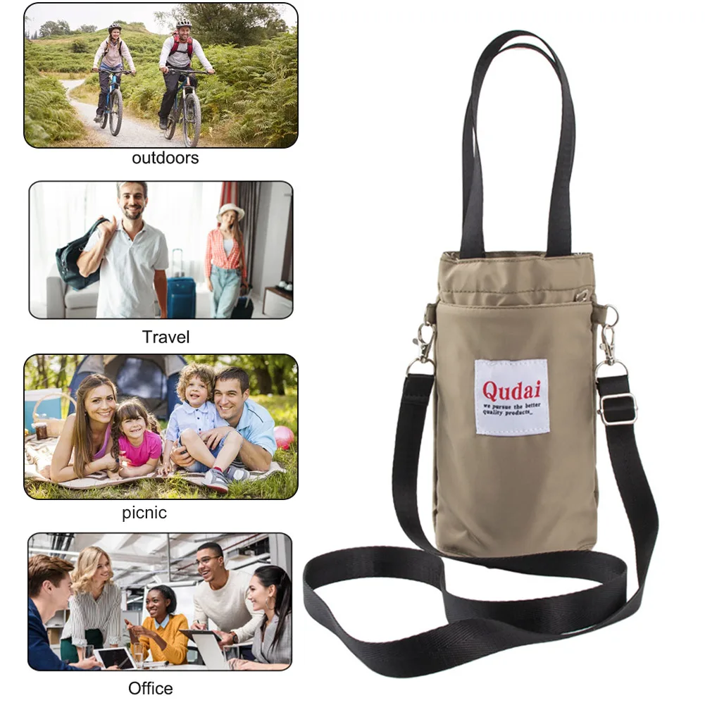 

Hand-Held Water Cup Bag Large Size Water Bottle Carrier Bag Portable Crossbody Simple Solid Color Water Bottle Accessories