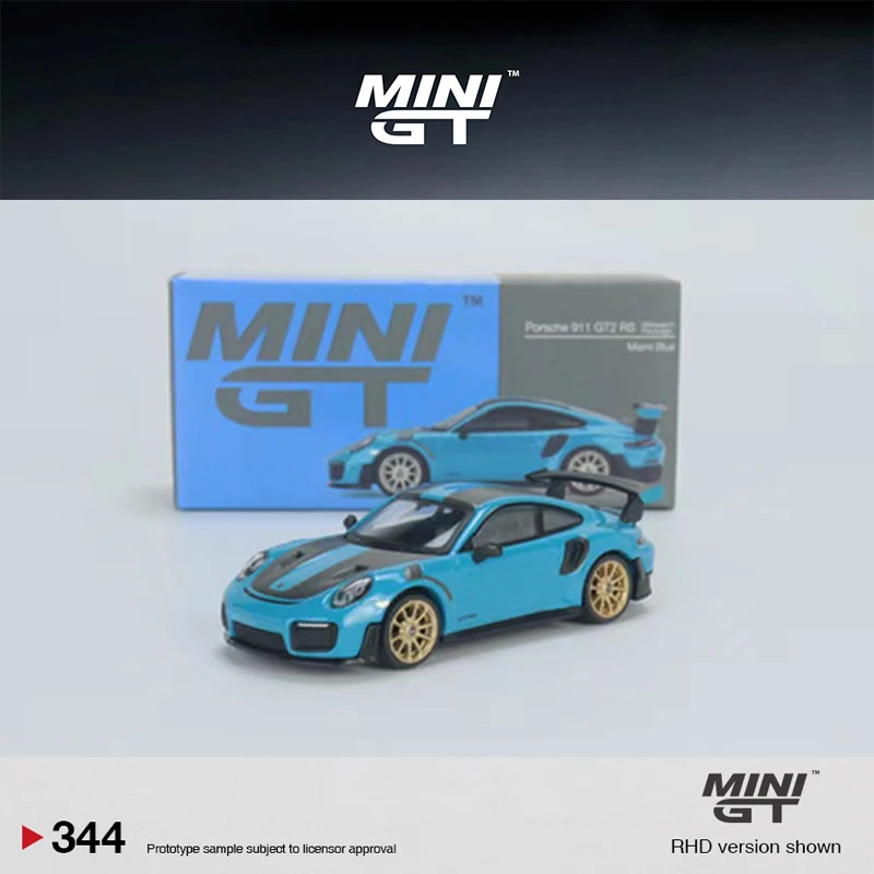 

Mini GT 1:64 Model Car Porsche 991 GT2 RS Alloy Die-cast Vehicle - LHD Weissach Blue#344