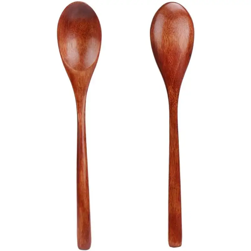2pcs 9inch Wooden Ladle Spoon Wood Soup Long Handle Tableware Kitchen Utensil for Cooking Mixing Stirring Tea Soda Dessert |