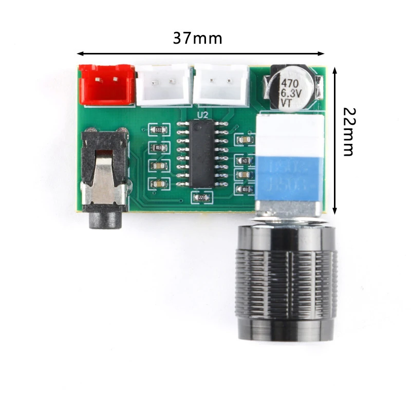H-A157 PAM8403 Цифровая плата усилителя модуля с ручкой громкости, входом Aux, питанием DC5V и двумя каналами вывода мощностью 3 Вт.