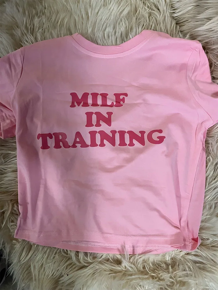 Monogram Tee Crew Neck Short Sleeve Fit Baby Y2k Women's Streetwear Cropped Top Summer Purple Pink Y2K