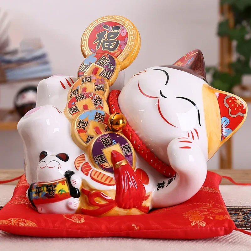 8-дюймовый керамический орнамент Maneki Neko Lucky Cat копилка Fortune фигурка украшения дома