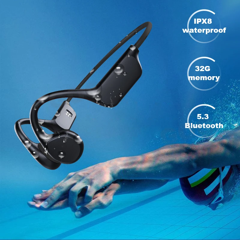 

X7 Bone Conduction Earphone Bluetooth Wireless Headphone IPX8 Waterproof Sport Swimming Headset Music HiFi 32GB Memory with Mic