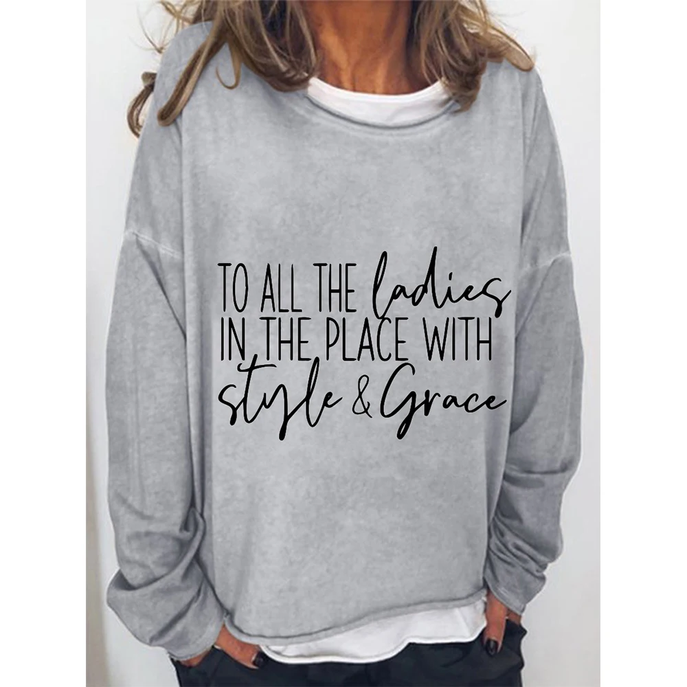 

Rheaclot To All The Ladies Women's Cotton Tops Female Funny Cute Long Sleeves Sweatshirt