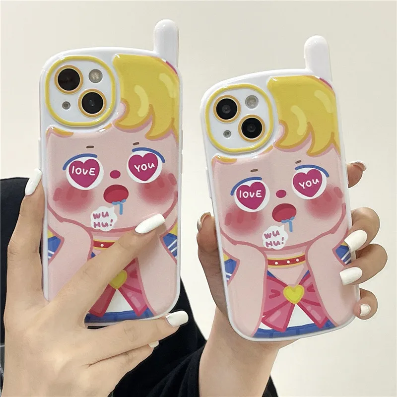 

Telephone Big Head Pretty Girl Phone Case Cover for IPhone 7 8 Plus 11 12 13 Pro X XR XS Max Shockproof Case for IPhone 13 Cases