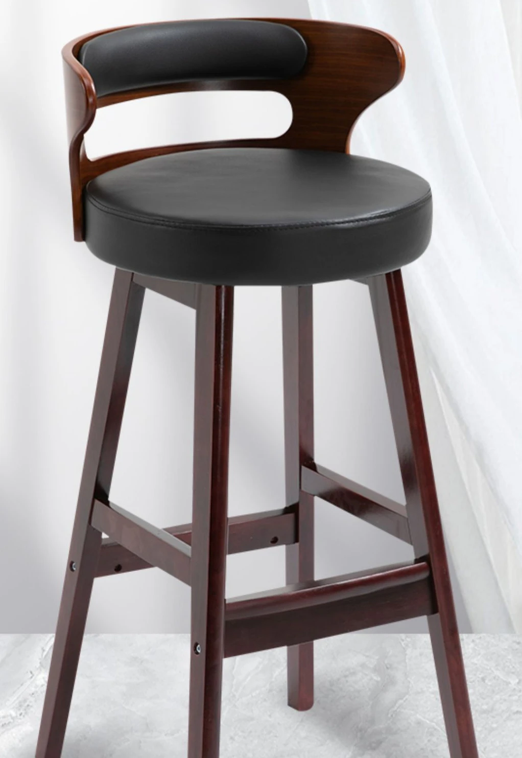 

Барный стул из массива дерева, скандинавский барный стул, стул с высокими штанинами, домашняя спинка