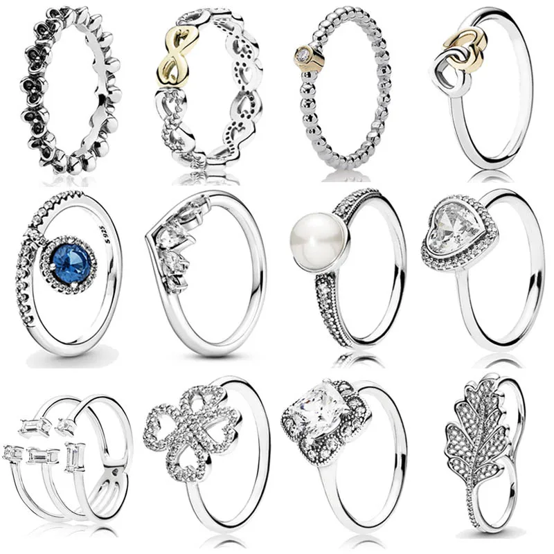 

Женское кольцо из серебра 925 пробы, двухцветное кольцо с подвеской в виде сердца и клевера