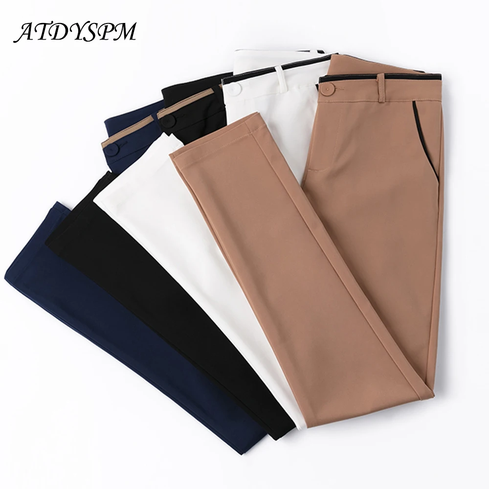 

Spring Summer Women Pencil Pants Office Lady 2023 New Fashion Slim Mid-Waist Formal Straight Trousers Female Casual Pants