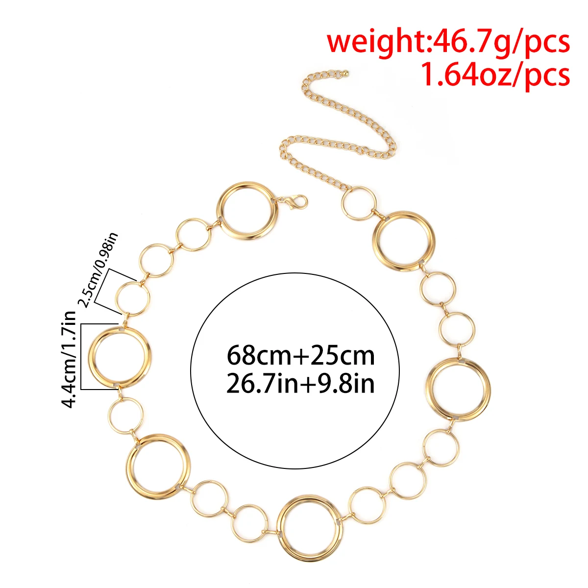 IngeSight.Z Геометрическая металлическая круглая поясная цепочка для женщин в стиле