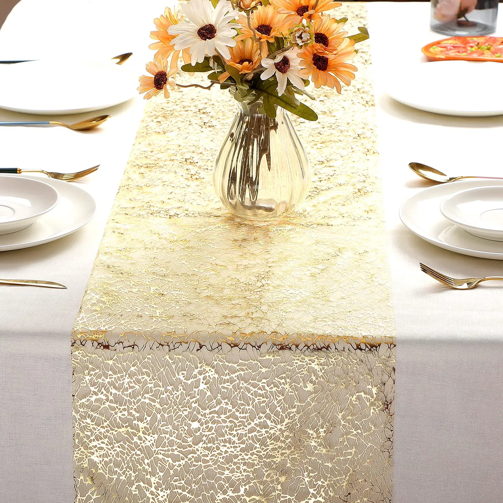 

table decoration złoty stół Runner metaliczny brokat obrusy Runner metalowa rolka prostokąt na urodziny wystrój stołu domu