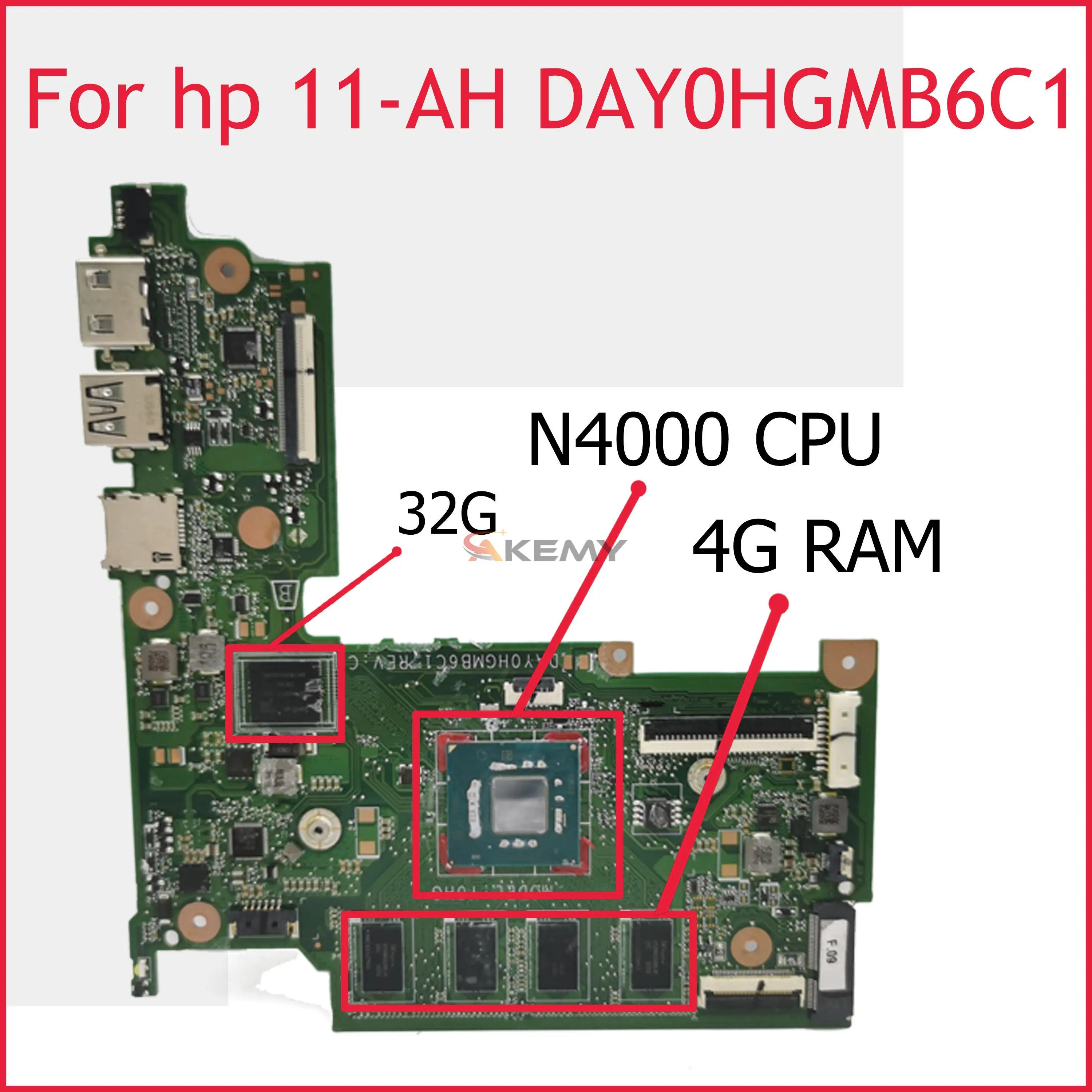 

Материнская плата Akemy для ноутбука HP Stream 11-AH 11-AH131NR UMA Cel с N4000 4 Гб 32GeMMC WIN, материнская плата L23458-601 DAY0HGMB6C1