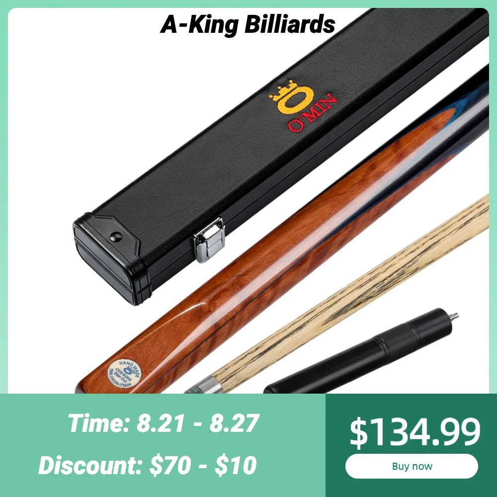 

O'MIN STAR CUT 3/4 Snooker Cues Litchi Wood Butt 9.5mm Tip Case Ash Shaft For Black 8 Professional with Extension Billiard Cue