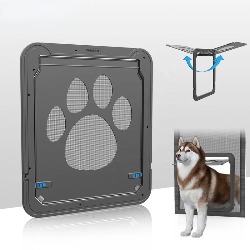 

Pet Screen Doors Lockable Puppy Safety Magnetic Flap Dog Cat Screen Door Interior Free Entry and Exit Gate for Large Medium Dogs