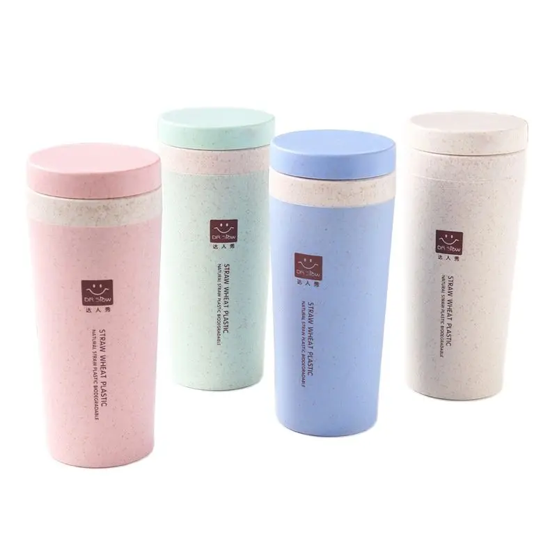 Wheat Straw Fiber Cups 300ml Insulated Thermos Water Thermal Mug