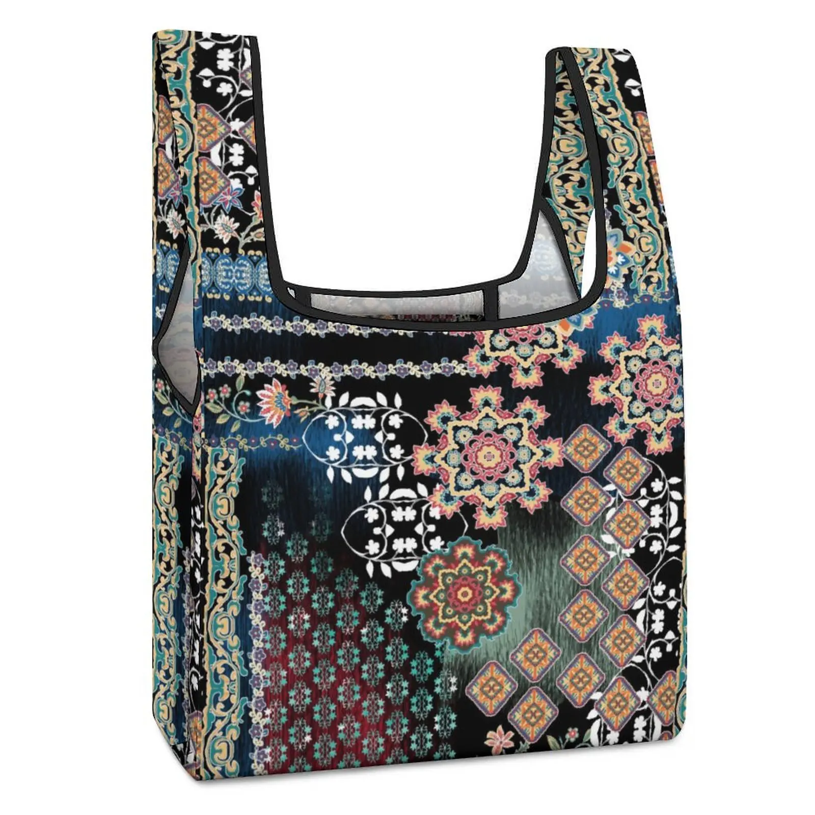 Retro Decor Shopping Bag Double Strap Handbag Exotic Style Foldable Tote Bag Recycle Floral Pouch Handbags Custom Pattern