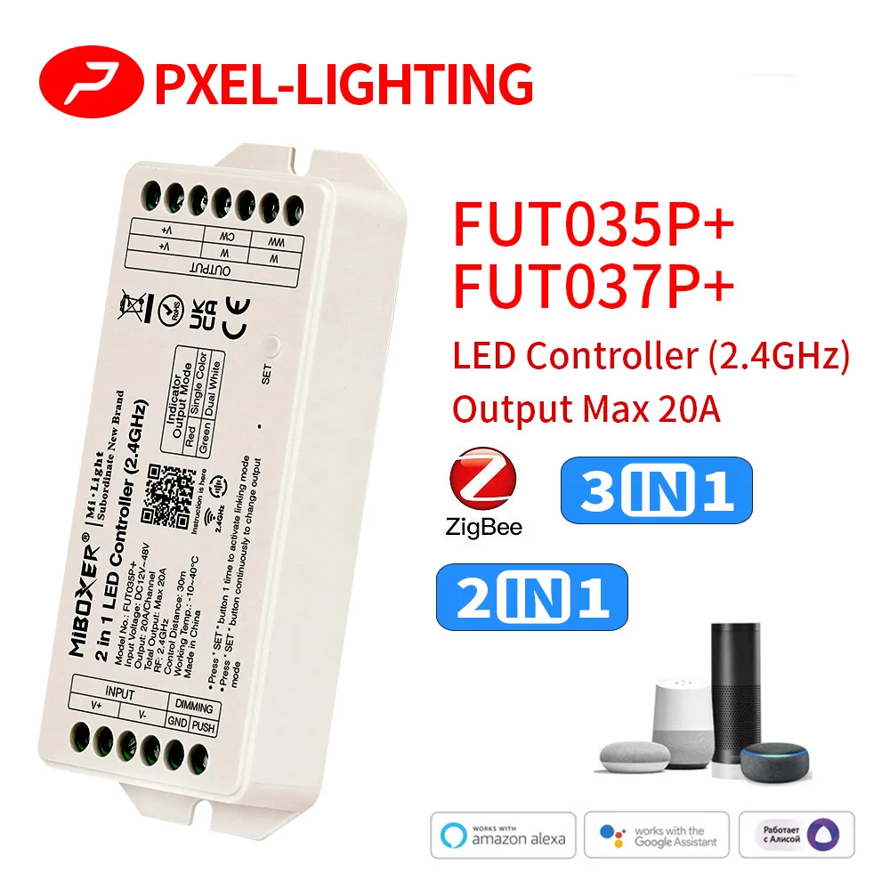 

2,4G Miboxer DC12V-36V FUT035P, двойной белый FUT036P, Одноцветный fut037p RGB FUT038P RGBW FUT039P RGB + CCT светодиодный, контроллер PWM MAX20A
