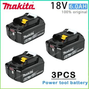마키타 오리지널 리튬 이온 충전식 배터리, 18V 드릴 교체 배터리, BL1860, BL1830, BL1850, BL1860B, 6000mAh
