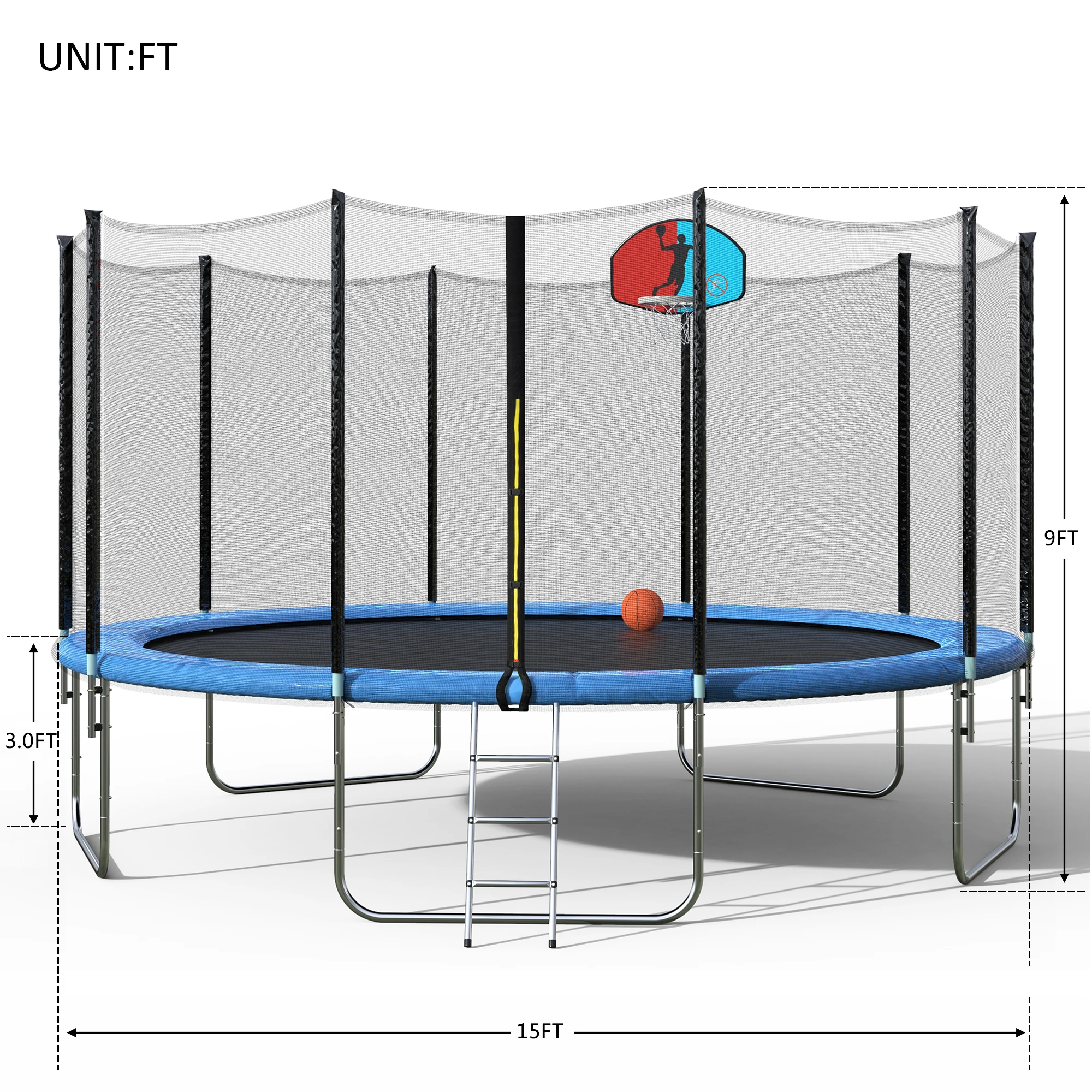 

Outdoor Trampoline With Basketball Hoop