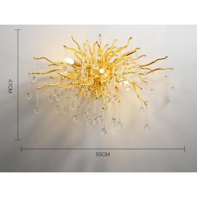 

Wall lamps luxury Creative Nordic Modern crystal living room hotel decoration golden branch lights room decor entrance lighting