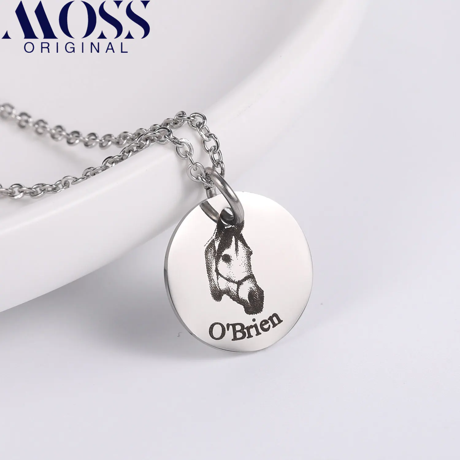 Personalized Pet Photo Disc Necklace For Women Tiny Cat Name Pendant Necklaces Custom Animal Stainless Steel Jewelry