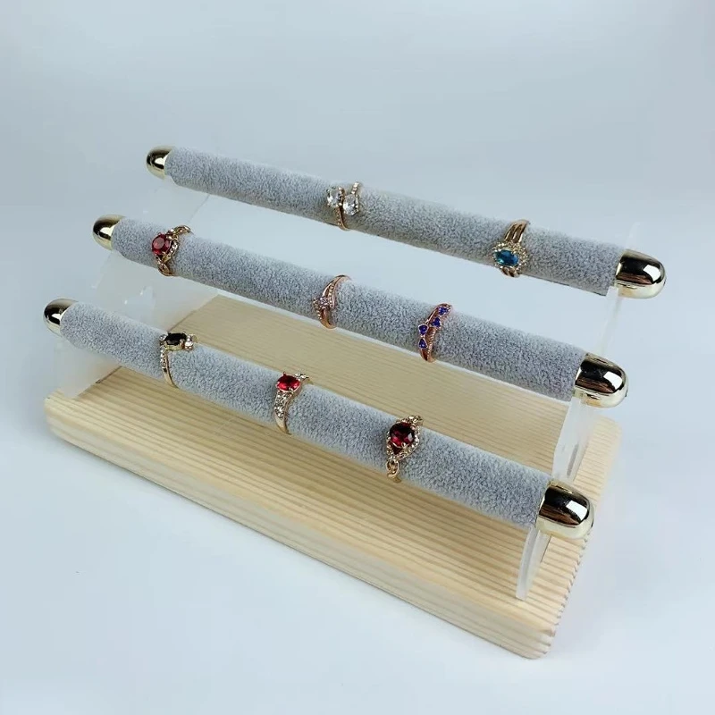 3 Layers Acrylic Suede Ring Storage Display Rack Jewelry Storage Organizer Transparent Jewelry Display Multiple Style Options