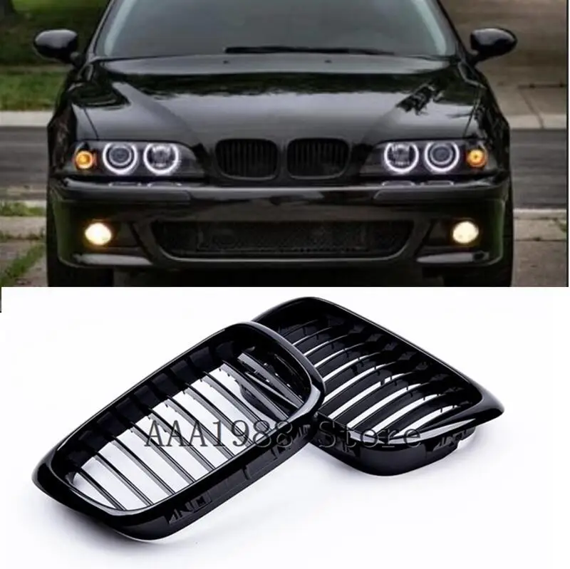 1995 -2003 for E39 for BMW e39 520 528 530 Glossy Black Front Hood Kidney Grille Grill ABS Dual Line Compatible Front Bumper 1995 -2003 for E39 for BMW e39 520 528 530 Glossy Black Front Hood Kidney Grille Grill ABS Dual Line Compatible Front Bumper