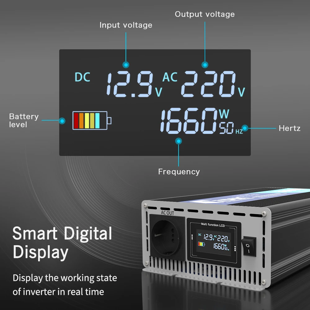 FV инвертор 12V 220V Pure Sine Wave Inverter 24V 5000W с цветным дисплеем преобразователь солнечной