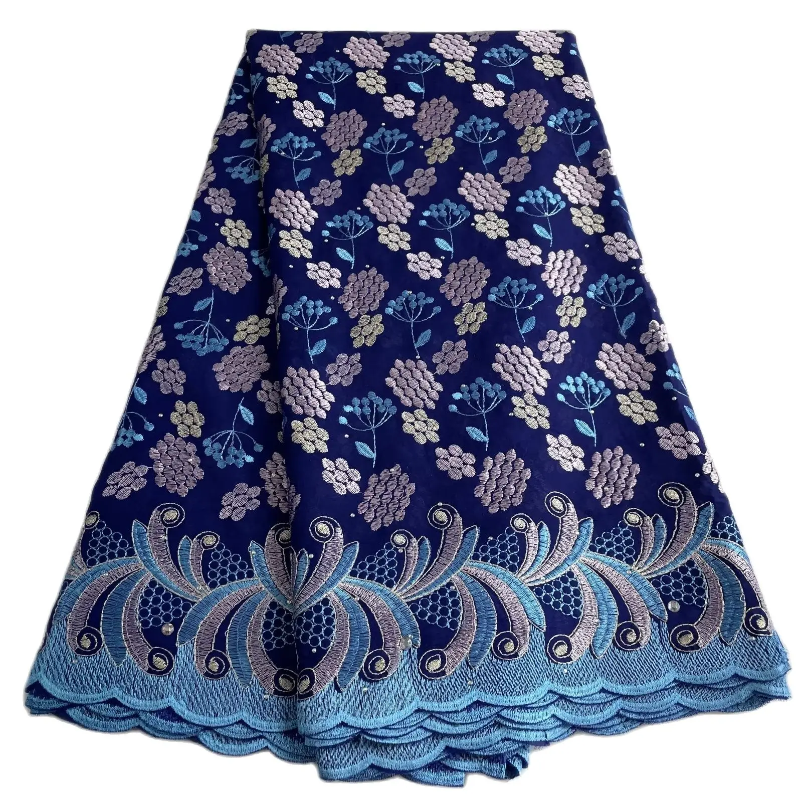 

Швейцарская кружевная ткань из вуали для женского платья, королевский синий, африканская вышивка, последняя