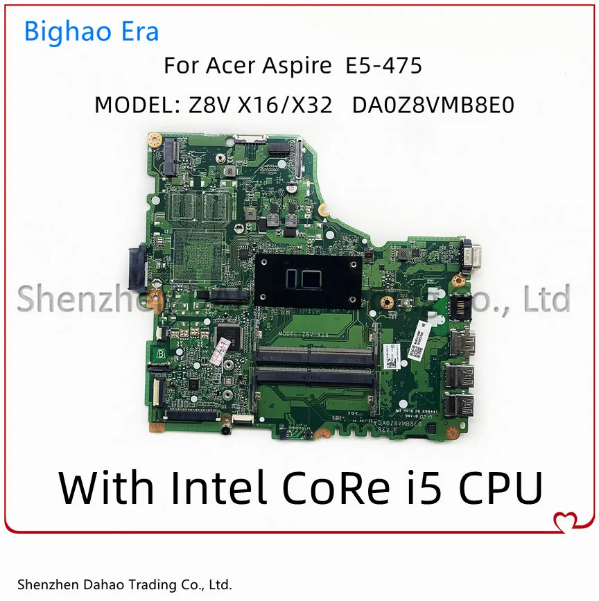 

(Бесплатная доставка) Материнская плата для ноутбука Acer Aspire E5-475 TMP249, материнская плата DA0Z8VMB8E0 с процессором i5 DDR4 100%, протестированная работа
