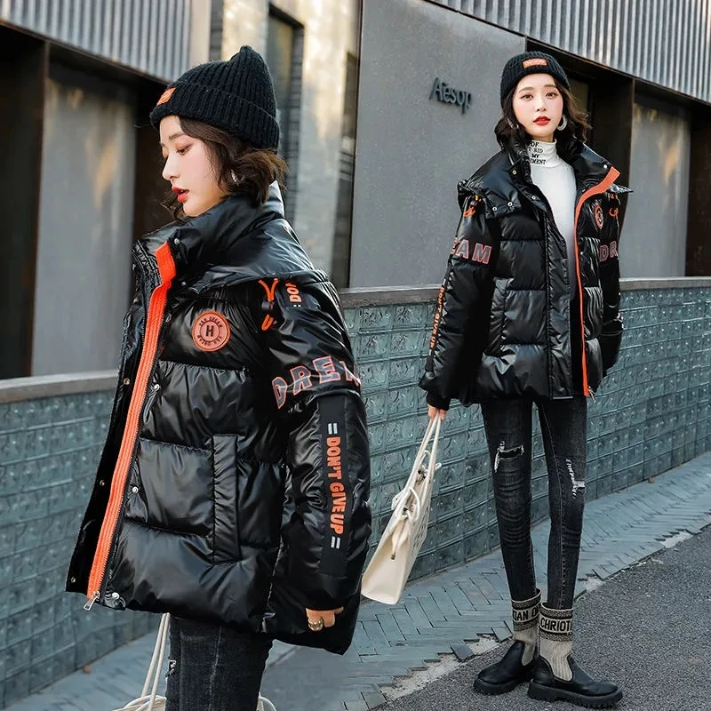 Глянцевое пуховое пальто с подкладкой Женская водонепроницаемая пуховая куртка