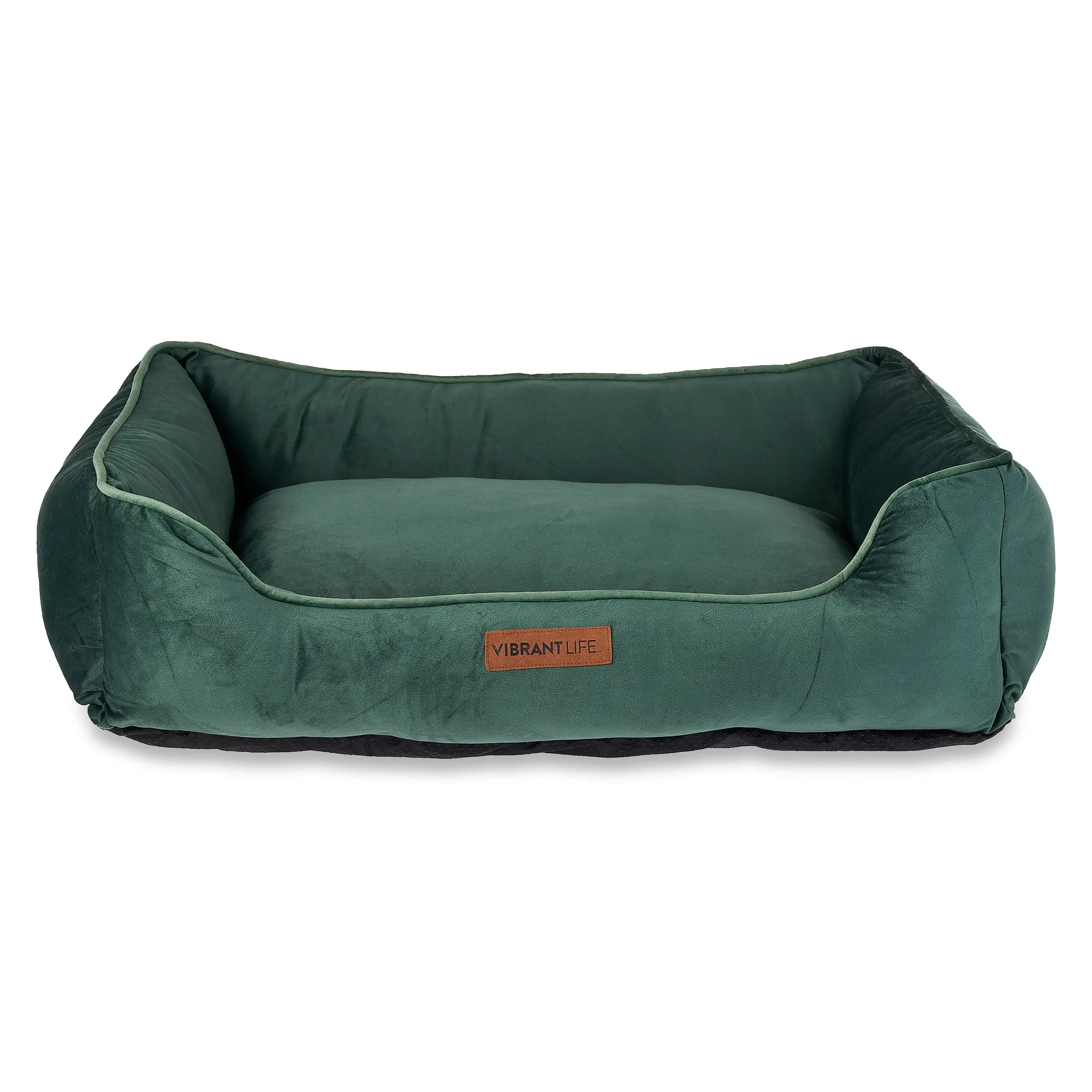 

Large Faux Velvet Box Dog Bed, Green