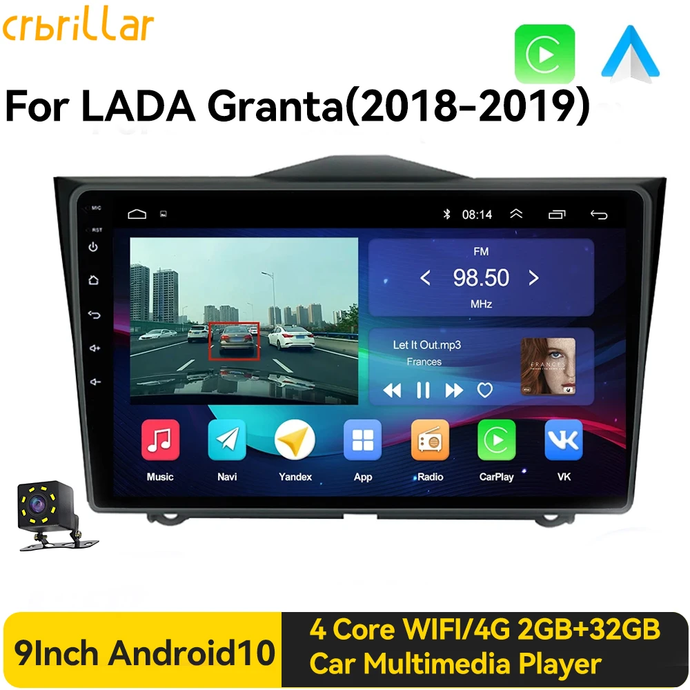 

Android 10.0 QLED DSP 48EQ RDS Carplay For LADA ВАЗ Granta Cross 2018 2019 Car Radio Multimedia Video Player Navigation