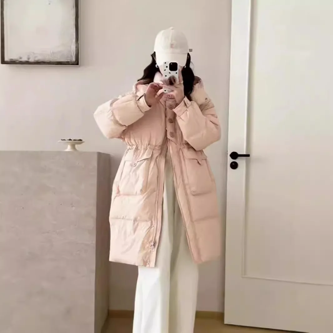 2024 новый зимний удлиненный пуховик с толстым капюшоном