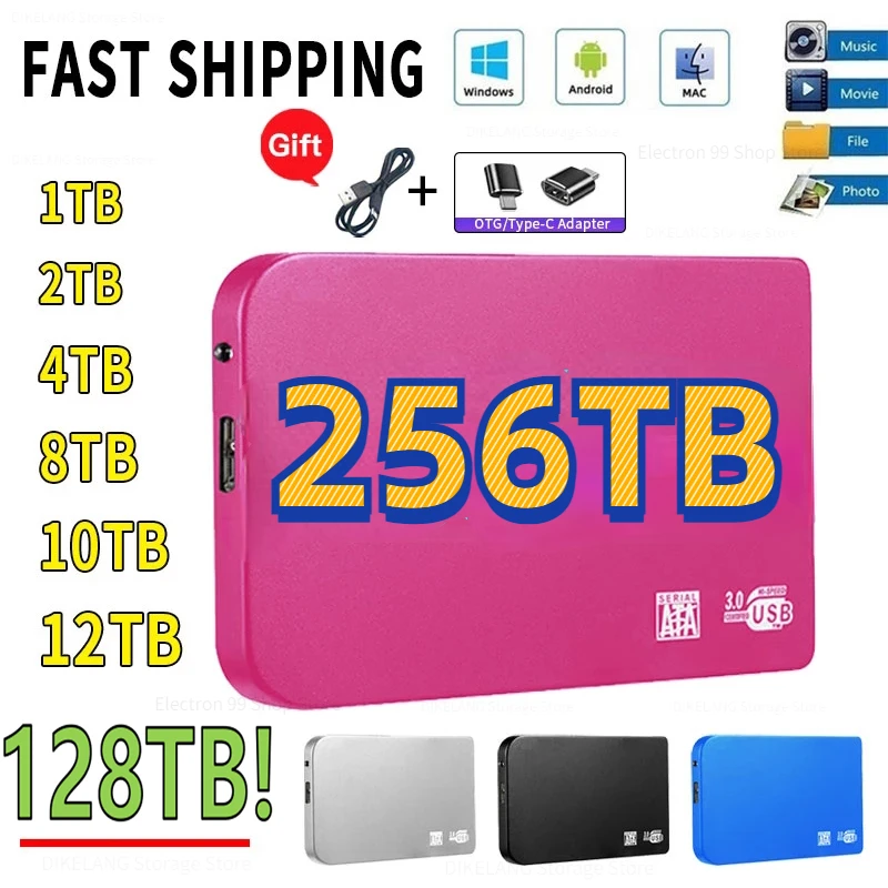 

Original Portable High-Speed SSD/HDD 2TB/4TB/8TB/16TB/30TB External Hard Drive Mass Storage USB 3.0 Interface Memory Hard Drive