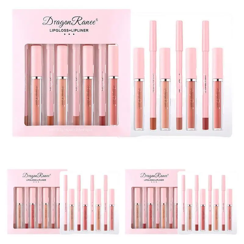 

Lip Liner And Lip Gloss Set Long Lasting And Non Stick Cup Matte Liquid Lipstick & Lip Liner Kit Waterproof Lip Makeup For Women