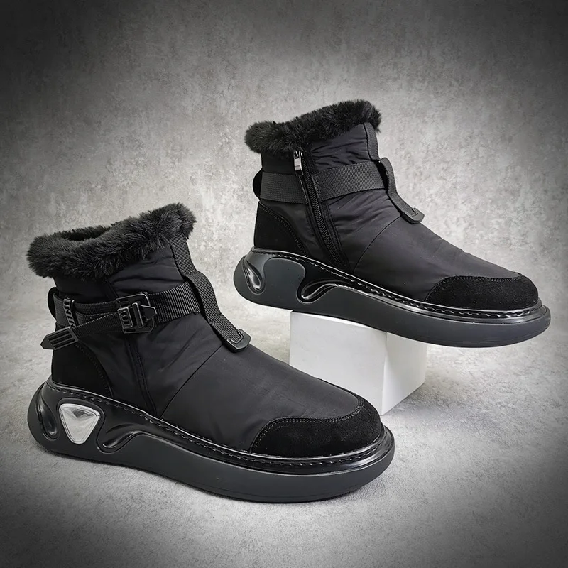 

Мужские зимние ботинки из натуральной шерсти, плюшевые теплые ботинки, водонепроницаемые и Нескользящие ботинки