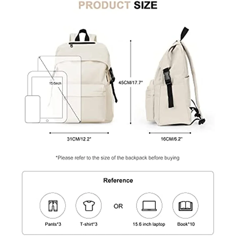 Double Shoulder Student Schoolbag Casual Fashion Travel Waterproof Backpack 15.6 