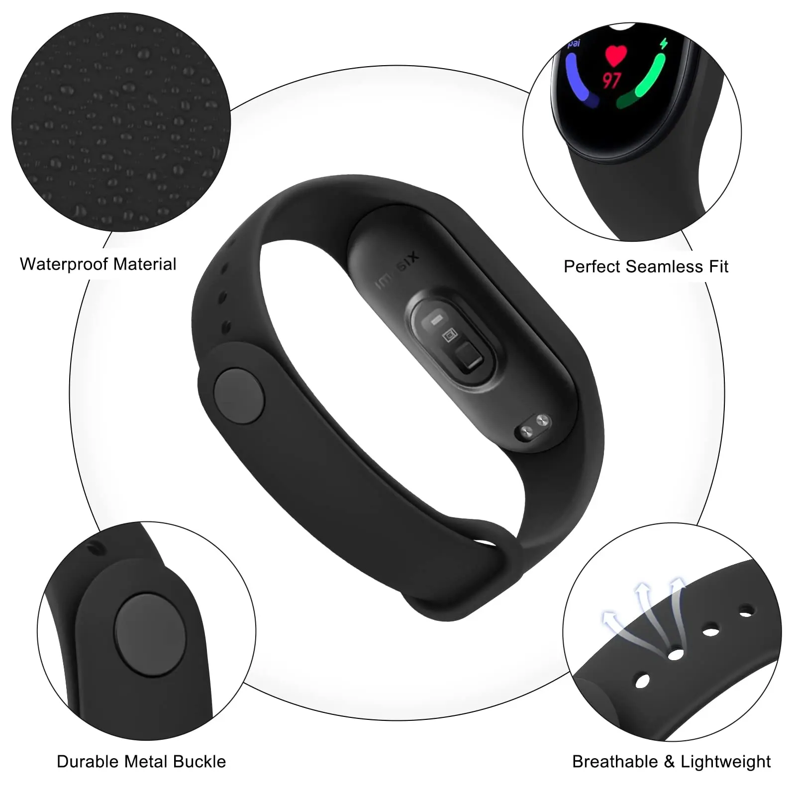 Силиконовый ремешок для Mi band